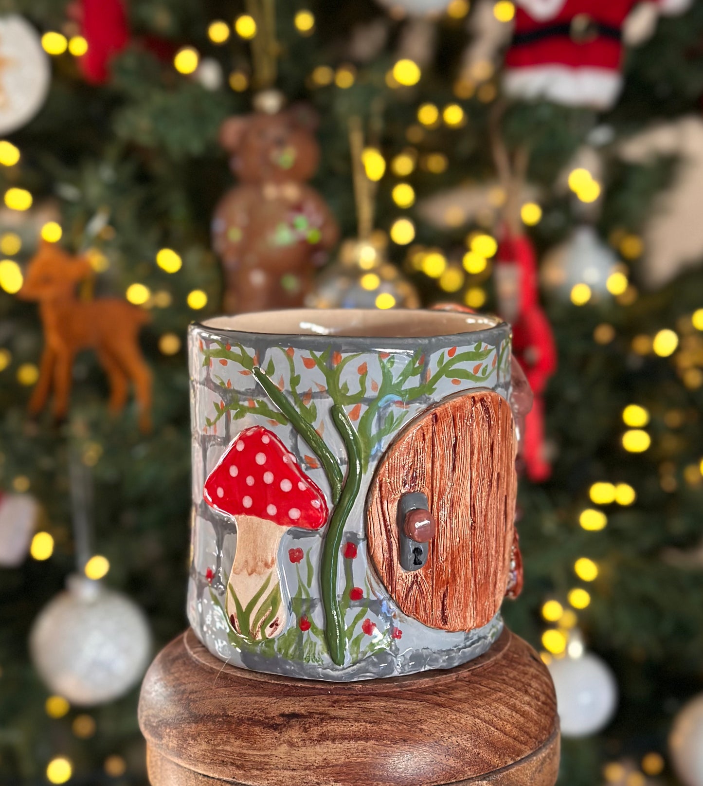 Grand mug porte, champignon écureuil