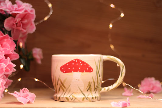 Mug en céramique couleur crème, Champignon